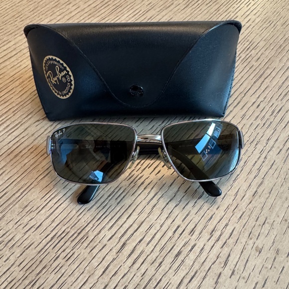 RAY BAN RB3189 LEATHER II 004/9A 61[]16 3P POLARIZED SUNGLASSES Italian Made - Picture 8 of 8
